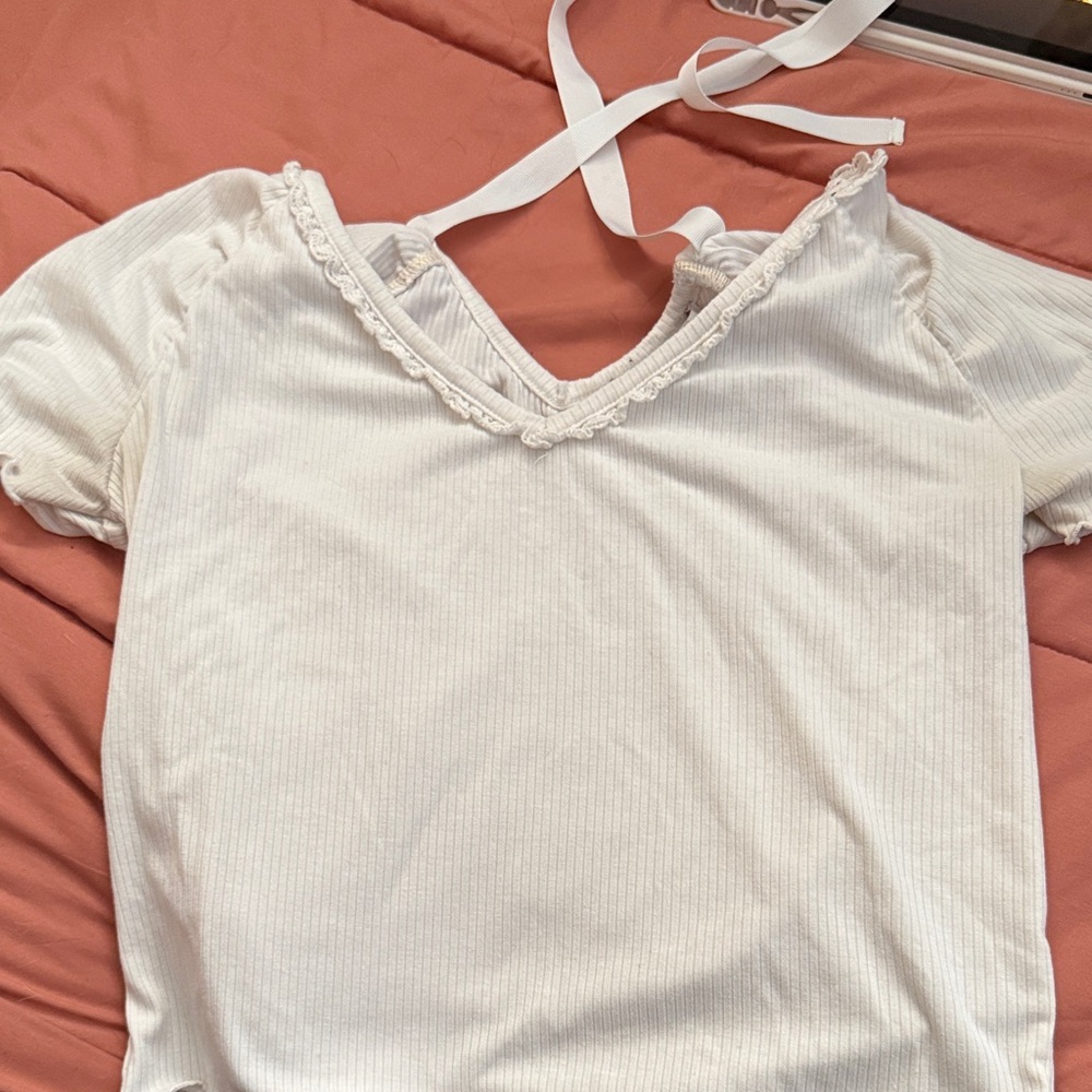 American Rag White Lace V-Neck Blouse